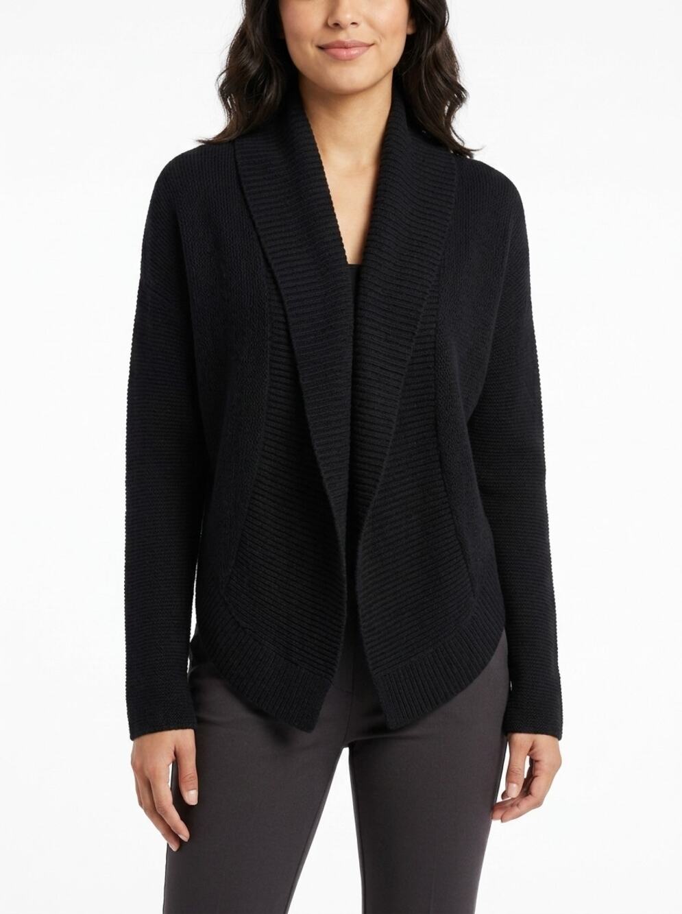 Giorgio Armani Wool Blend Made in Italy Black Draped Cardigan Women Size 10